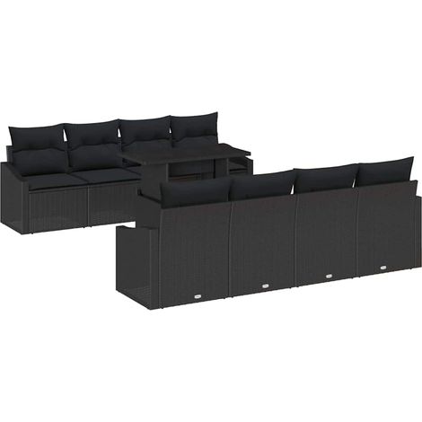 Maison Exclusive - Set Divano da Giardino con cuscino 7 pcs Nero polyrattan