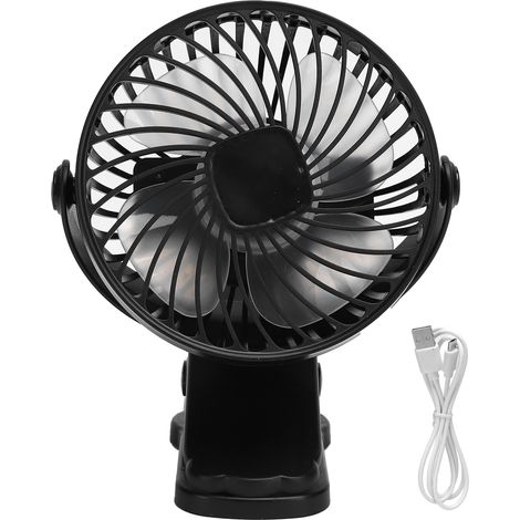 Ventilateur de bureau rechargeable mini USB, portable et silencieux, avec clip - Noir (1/5)