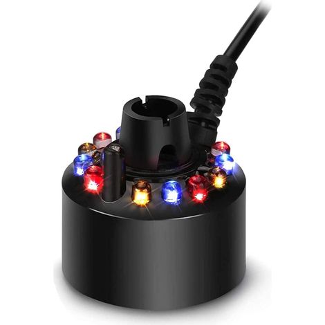 Brumisateur humidificateur d'air,12 LED Fontaine d'eau étang Machine à Brouillard atomiseur avec Adaptateur d'alimentation, Brouillard ultrasonique pour Fontaine d'eau étang,Halloween (1/5)