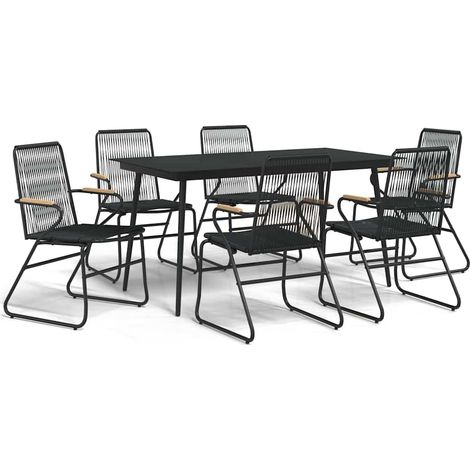 Maison Exclusive - Set da Pranzo da Giardino 7 pz Nero in Rattan PVC (1/5)