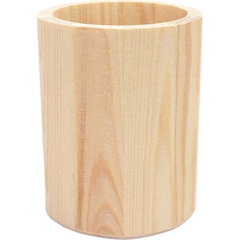 TrAdE Shop Traesio - Portapenne In Legno Tondo 53160 Organizer 10x8cm Penne Matite Contenitore -