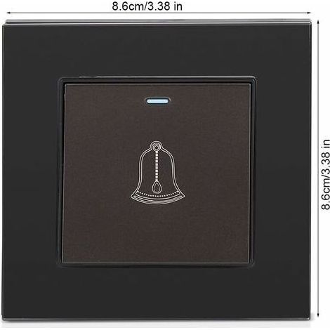 Bouton Sonnette Exterieur, 220250V Interrupteur de Sonnette à Panneau en Verre trempé Bouton Poussoir de Carillon étanche sans Fil, 3.38 inch (1/4)