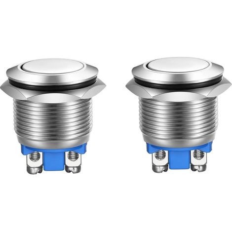 Bouton Poussoir Momentané 19mm Acier Inoxydable Étanche Pour Panneau De Contrôle Lot De 2 (1/5)