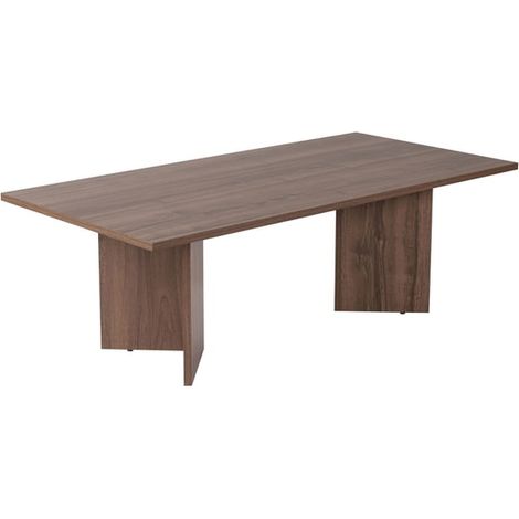 Table basse ovale rectangulaire en bois mélaminé Sabin - Noyer (1/5)