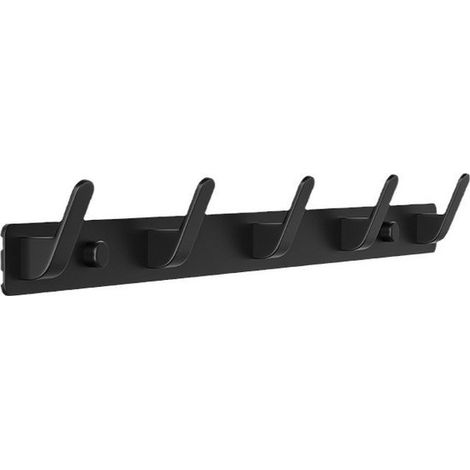 Wandgarderobenhaken Platzsparender Aluminiumhaken Metall Wandgarderobe Wandhaken zum Aufhängen Mit 5 Haken 43,5 x 3 x 3 cm grau (1/5)