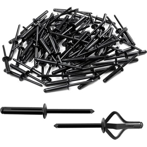 60 Pièces Ø4.8 x 25 mm Rivets Noir, Rivet Plaque Immatriculation, Aluminium Rivet de Plaque pour Industrie, Construction, Ameublement, Automobile (1/5)