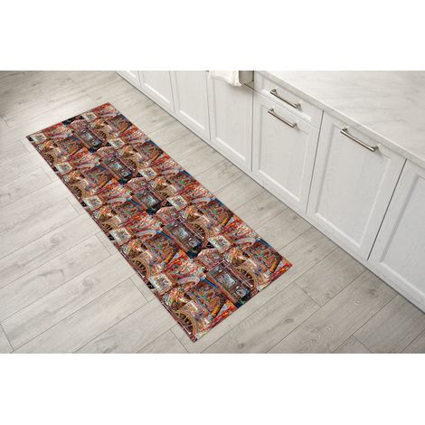 GEMITEX TAPPETO VELVET, MADE IN ITALY, ANTISCIVOLO, STAMPA DIGITALE SU MORBIDO VELLUTINO DI POLIESTERE, 50X95CM DIS. V104 (1/2)