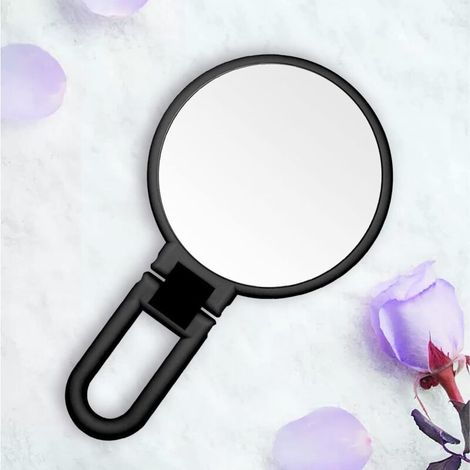 Miroir grossissant 30X avec poignée – Miroir de maquillage double face, pliable et portable, utilisable à tout moment et en tout lieu – Noir (1/5)