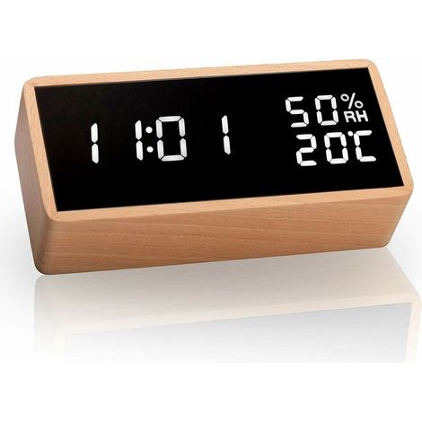 MINKUROW Led Wecker Digitaler Wecker, Tischuhr mit Sprachsteuerung, Datum, Temperatur und Luftfeuchtigkeit, für Zuhause, Schlafzimmer, Kinderzimmer und Büro
