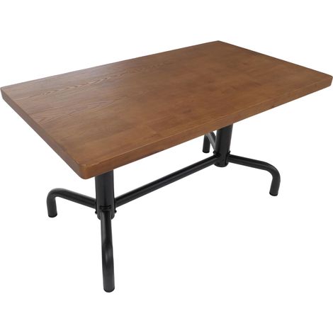 Mesa de comedor HHG-695, mesa de comedor, madera industrial 140 x 80 cm, natural, estructura negra