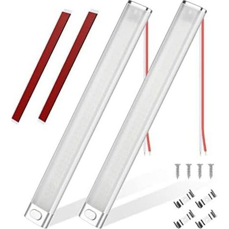 Barra luminosa a LED per interni, 2 pezzi 12V 30cm 120LED con interruttore on/off, striscia luminosa bianca da 1600LM per auto/camion/camper/barca/furgone -Crezuo