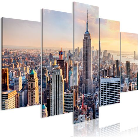 Quadro - Sunny Metropolis (5 Parts) Wide - 100x50 (1/4)