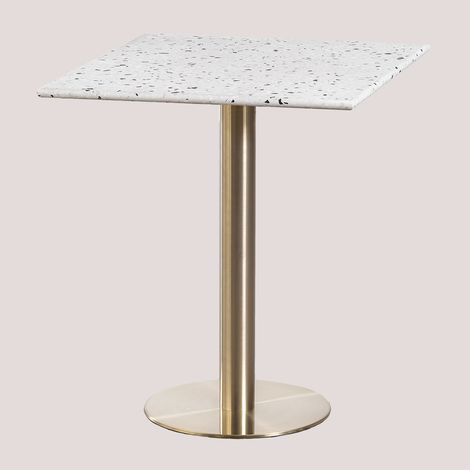 Tavolo da bar quadrato in terrazzo (60x60 cm) Malibu SKLUM         Oro champagne   