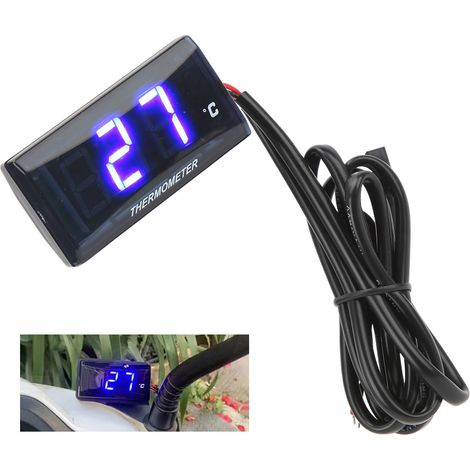 Motorradmodifikation: Universelle 12-V-Gleichstrom-Ultradünn-LCD-Wassertemperaturanzeige (°C) + 16-mm-T-Stück + linke Seitenhalterung mit blauer Hintergrundbeleuchtung (1/5)