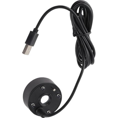 Atomiseur ultrasonique USB 5V avec lumières LED colorées pour bassins, rochers, jardins, aquariums et éviers, noir. (1/5)
