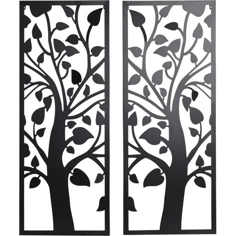 Wanddekorationsset 2 Metall 70x1.3x90 Schwarzes Baummetallmaterial mehrfarbige Farbfamilien Wanddekoration Details (1/3)
