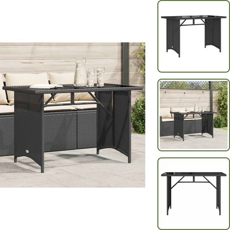 Tavolo da giardino in rattan PE - vidaXL Tavolo da Giardino Piano in Vetro Nero 110x68x70 cm Polyrattan - Tavolo da giardino nero