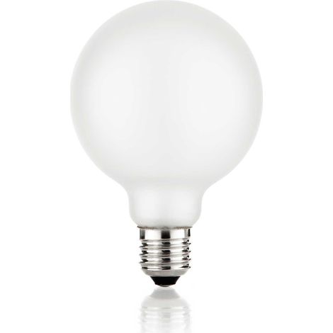 LAMPADINA ATTACCO E27 IN VETRO GLOBO BIANCA SATINATA 8 W 900 lm 3000 K DIMMERABILE TRIAC D095