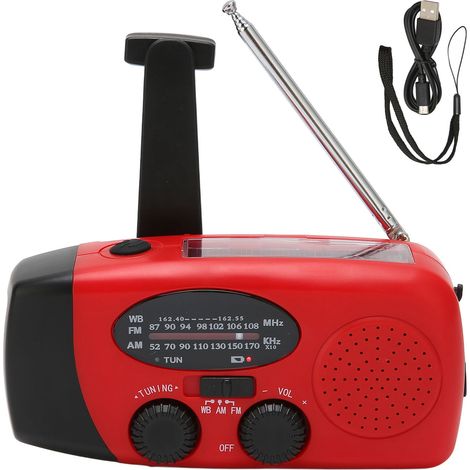 Radio de Poche à Manivelle avec Lampe Torche d'Urgence et Alimentation Solaire pour Randonnée et Survie