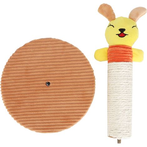 Arbre à Chat Lapin Jaune Sisal Peluche 26x19cm Griffoir Stable Jouet Interactif Bruissant pour Félin Design Mignon et Durable (1/5)