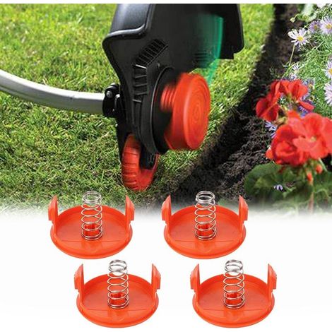 Ouylaf Lot de 4 capuchons de bobine 4 ressorts en acier inoxydable Matériau ABS Compatible coupe-bordures Black Decker - RC-100-P (1/5)