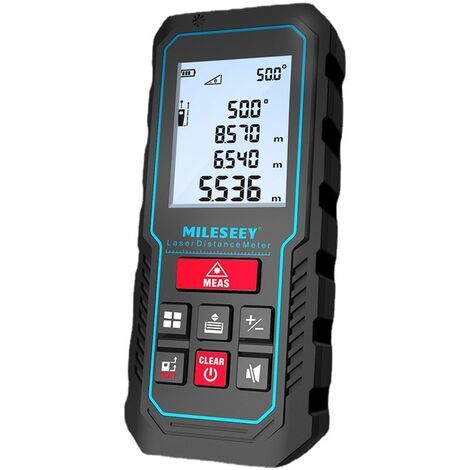 Télémètre laser avec niveau électronique amélioré, précision +/- 2 mm, mesure de distance (longueur/hauteur/surface). (1/5)