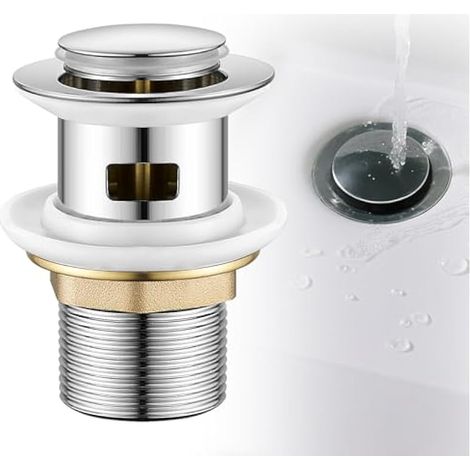 Scarico universale per lavabo con troppopieno, tappo di scarico cromato, piletta a scomparsa per lavabo e lavello