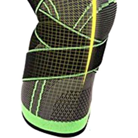Genouillère de compression sportive, unisexe, gris/vert, taille M (35-40 cm) (1/5)