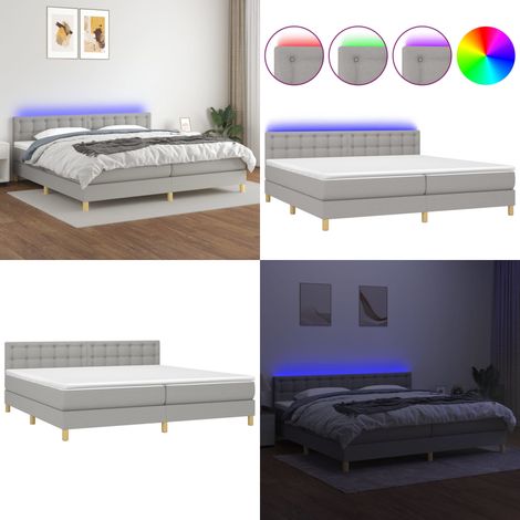 Boxspringbett mit Matratze & LED Hellgrau 200x200 cm Stoff - Boxspringbett - Doppelbett - Bettsofa - Lattenrost - Massivholzbette - Home & Living (1/5)