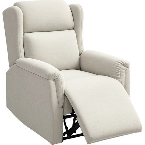 Fauteuil inclinable beige lin 160° avec repose-pieds, réglable, rembourré, montage rapide (1/5)