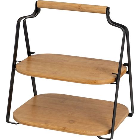 Présentoir 2 plateaux bois et métal (1/4)