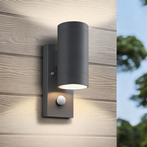 Applique Murale Exterieur avec Détecteur de Mouvement IP65 Lampe Exterieur Murale, Luminaire Exterieur en Aluminium GU10 Haut et Bas, pour Jardin, Balcon, Lot de 1, Anthracite (1/5)