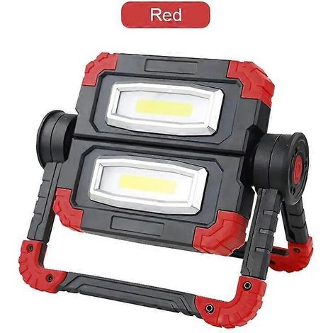 Lampe de travail portable à LED COB, pliable et rotative, lanterne de chasse et de camping d'extérieur, 3 modes, projecteur étanche, fonctionne avec des piles AA, rouge (1/5)