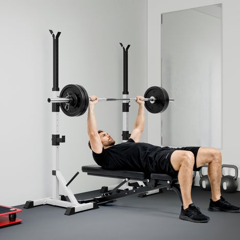 2er Set Hantelständer 3 Ebenen Höhenverstellbar Hantelablage aus Stahl bis 200 kg belastbar Silber+Schwarz (1/5)