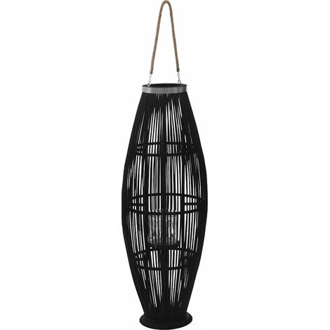 vidaXL Portavelas colgante bambú negro 95 cm