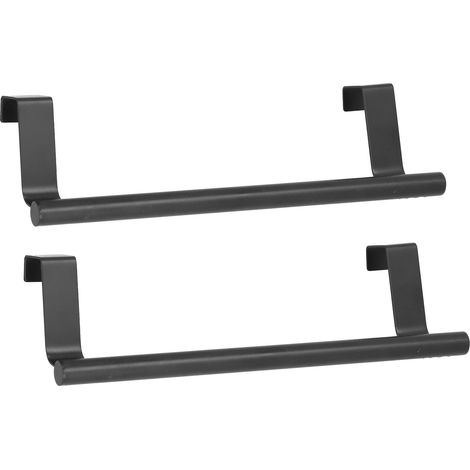 2 pièces porte-serviettes noir à suspendre sans perçage ni clou pour porte de placard maison et hôtel 23 cm (1/5)