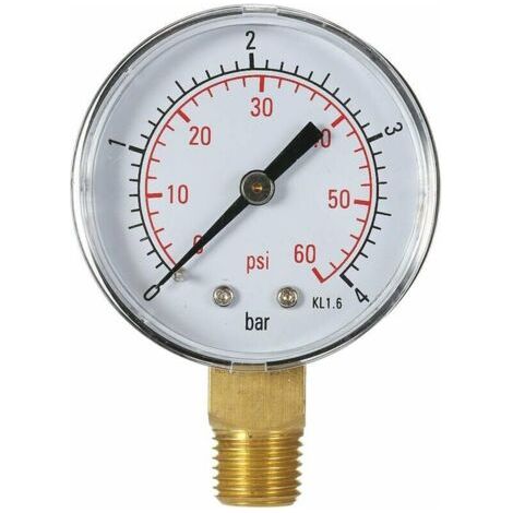 50mm 0 60psi 0 4bar filtre de piscine cadran de pression d'eau manomtre hydraulique manomtre 1/4 "filetage NPT (1/5)