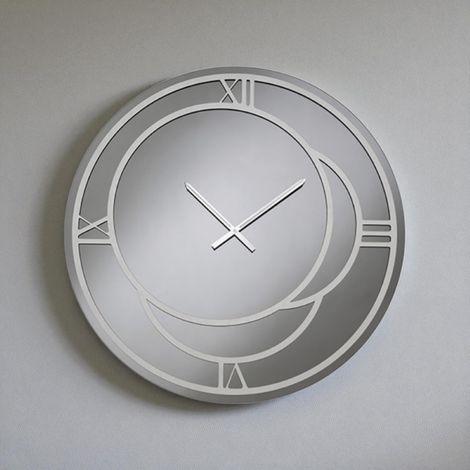 Orologio rotondo D60 cm in cristallo Fume' e dettagli Argento CAIUS (1/3)