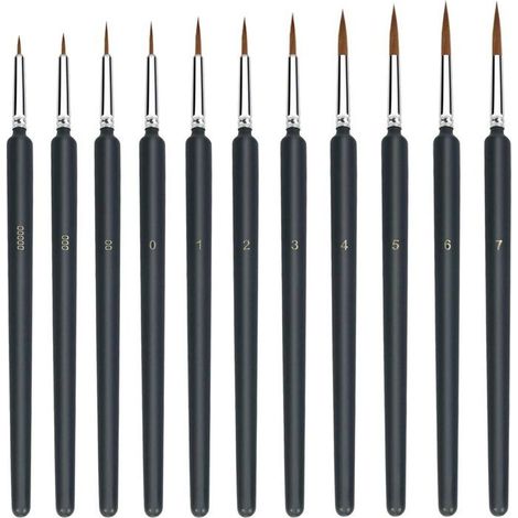 Pinceaux - 11 pièces Pinceaux fins pour détails - Ensemble de petits pinceaux fins micro - Ensemble de pinceaux pour pei Étiquette (1/5)