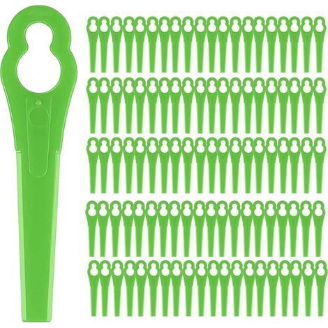 Lot 100 lames tondeuse plastique – vert – remplacement – jardin / pelouse – coupe‑bordures (1/5)