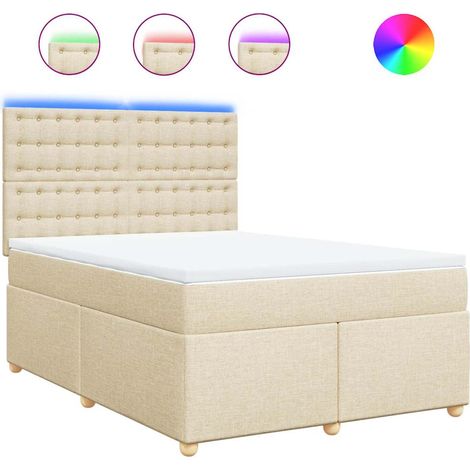 Maison Exclusive - Sommier à lattes de lit avec matelas Crème 140x190 cm Tissu (1/5)