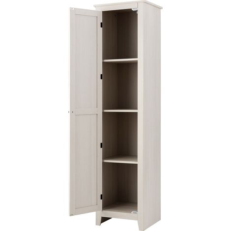 Wood Tall Storage Cabinet 4 Tires Display Organizer Freestanding Pantry Cupboard (1/5)