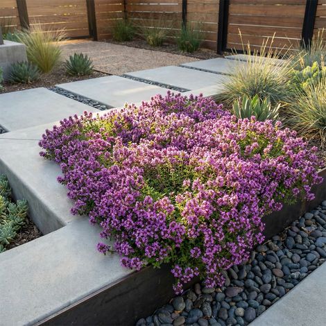 Bloomique - Lot de 3 - Thymus Red Carpet - Thym rouge - Rustique - Vivace - Couvre-sol - Persistant - 10-20 cm hauteur - Pot 9 cm