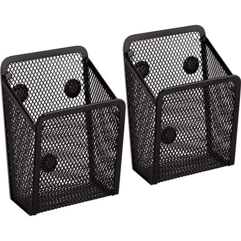 Porte Stylo Magnétique 2 pièces - Paniers de Rangement en Maille Avec Aimanté Forts Pour Rangement Frigo, Organisateur de Cuisine, Organisateur de Bureau, Accessoires de Casier - Noir