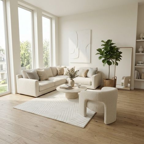 Tapis en laine MonacoElegance - Tapis en laine - 180x120cm, Rectangular - 100% Laine vierge - Tufté main - Blanc