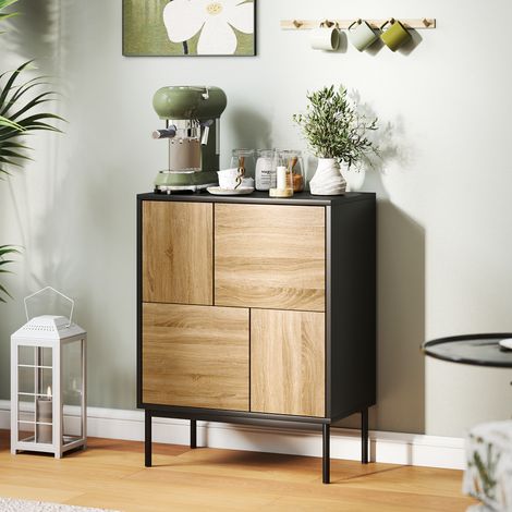 noir, Buffet salon meuble de rangement armoire de cuisine portes à pousser et 4 placards style moderne 60 x 35 x 78 centimètres