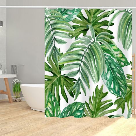 GROOFOO Rideau Baignoire,100 x 180 cm,Anti Moisissure,Impermeable,Tissu Polyester,à Oeillet,Grand Rideaux Douche,Lavable en Machine (1/2)
