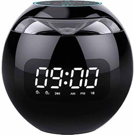 Enceinte Bluetooth - Haut-Parleur Sans Fil Avec Subwoofer - Radio FM - Horloge Réveil - Lecteur MP3 - Affichage LED - 5 W - Batterie 2000 mAh - 1 Pièce (1/5)