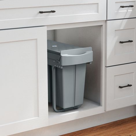 Pattumiera sottolavello con 2 contenitori per la raccolta differenziata rimovibili (20L+10L) - Scorrimento fluido - Grigio