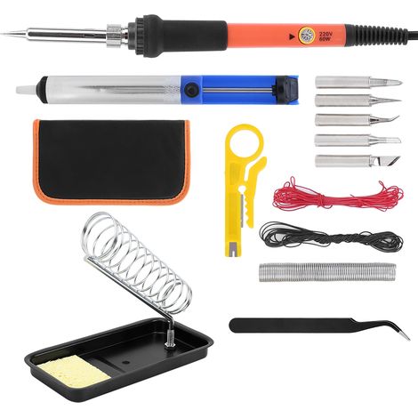 15-teiliges elektrisches Lötkolben-Set, orange, temperaturregulierbar, 60 W (1/5)